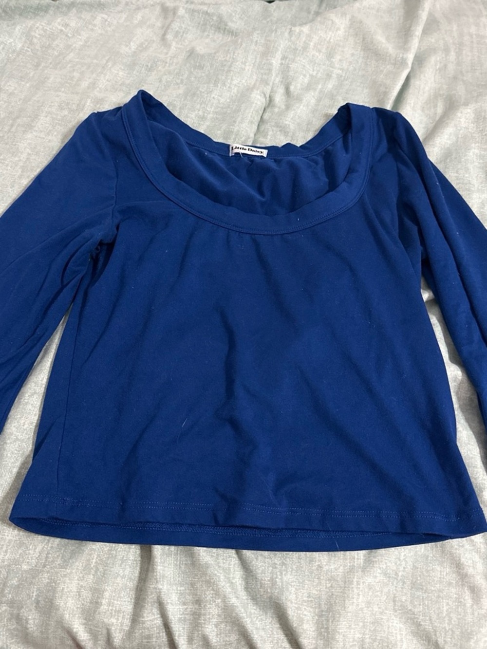 Blue Women's Scoop Neck Long Sleeve Top